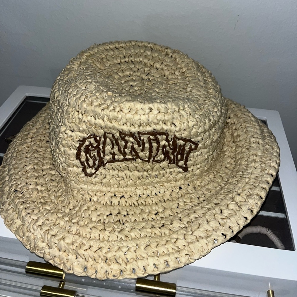 Ganni Tan Woven Hat